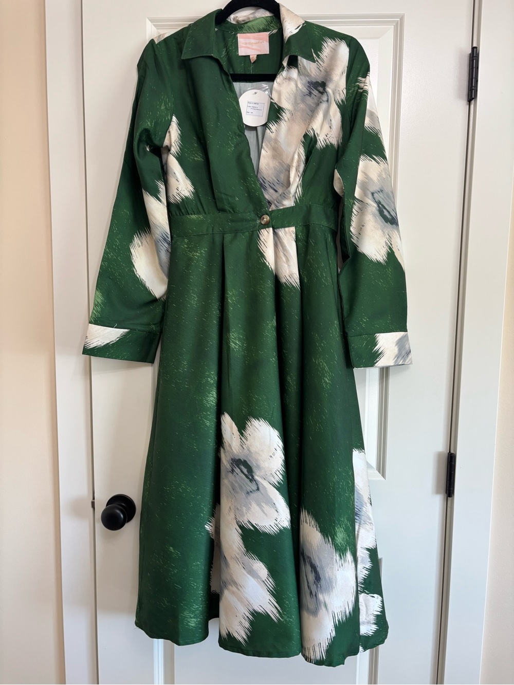 Us Together Green Floral Collared Midi Dress